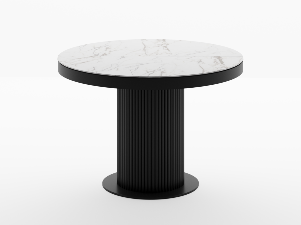 Стол обеденный раздвижной CARRBO 1100 керам. столешница белая/черный