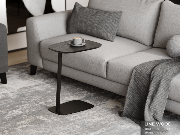 Стол придиванный LINE WOOD ясень choco/черный