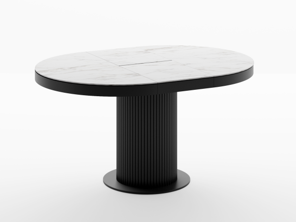 Стол обеденный раздвижной CARRBO 1100 керам. столешница белая/черный Стол обеденный раздвижной CARRBO 1100 керам. столешница белая/черный